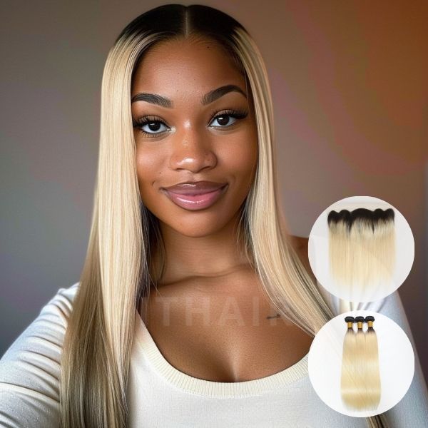 Human Hair X B Blonde Straight Frontal Is