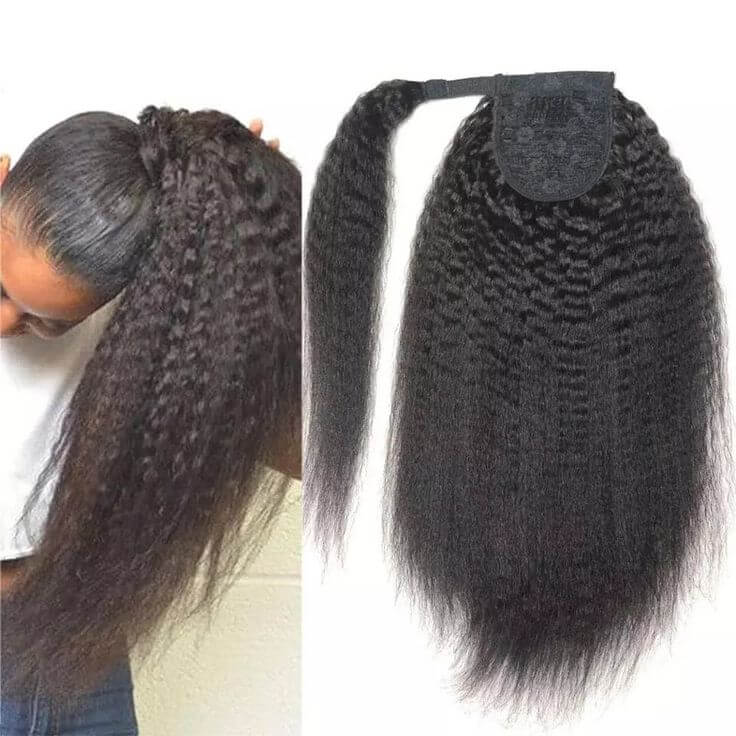 Human hair shop kinky straight ponytail