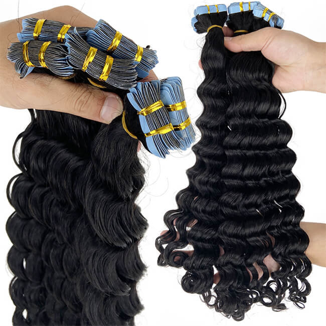 Human hair outlet extensions deep wave