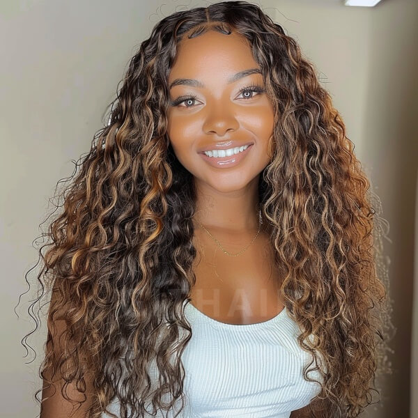 Human Hair 13x4 Big Lace Full Front P4 30 Highlight Deep Curly